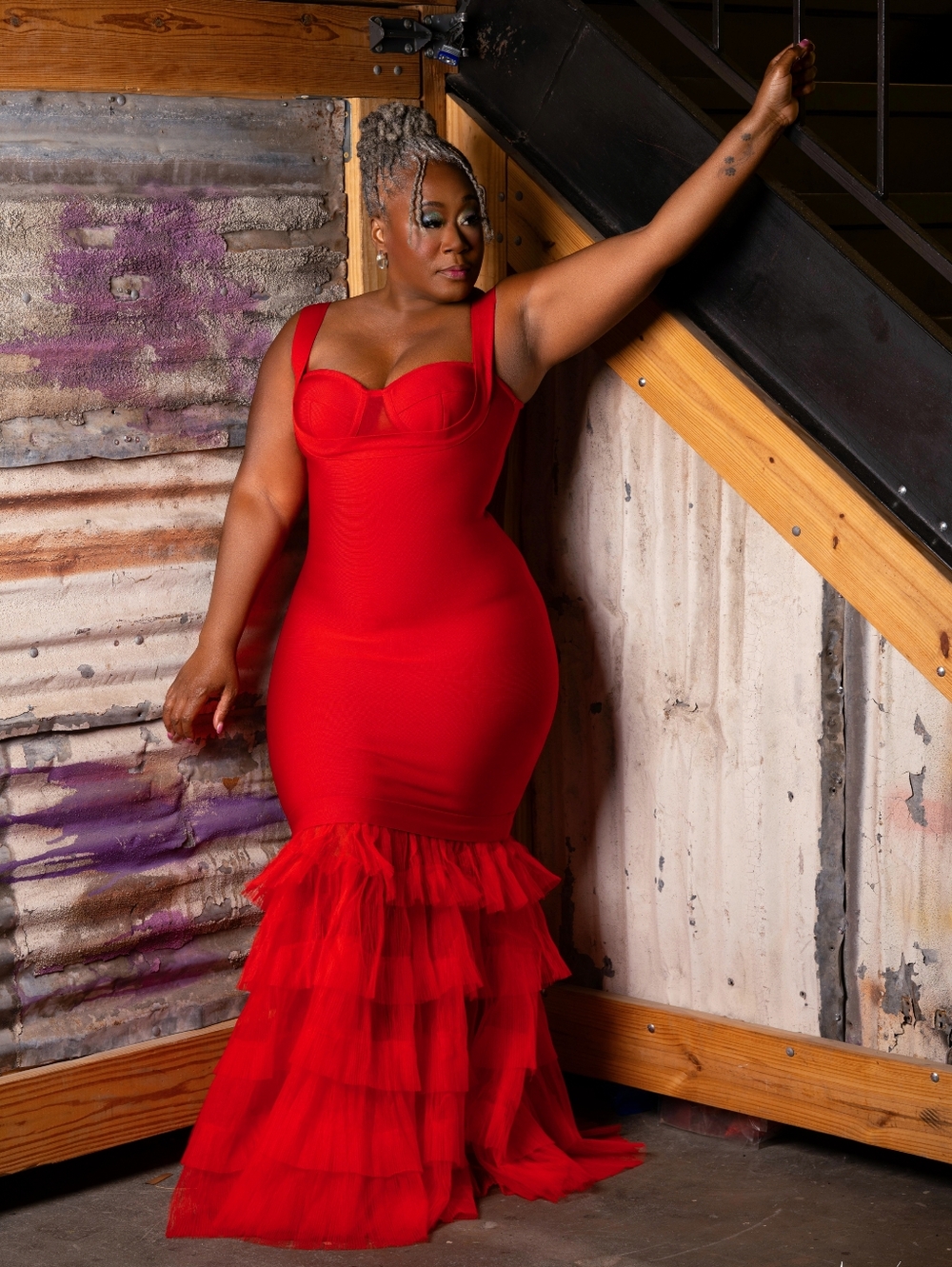 Fashion Nova Red Tiered Tulle Mermaid Maxi Dress
